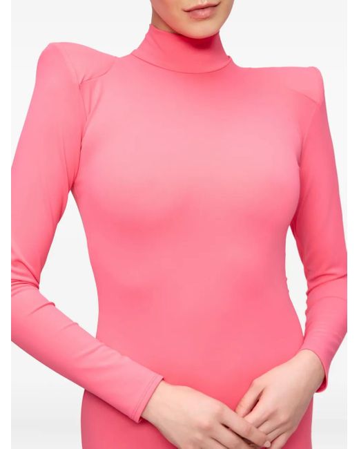 V:PM ATELIER Pink Ausgestelltes Irma Maxikleid mit Stehkragen