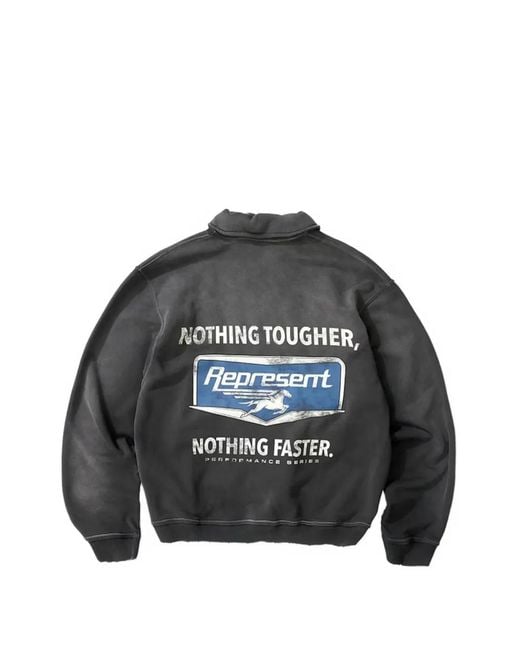 Represent Gray Nothing Faster Quarter Zip Sweatshirt for men