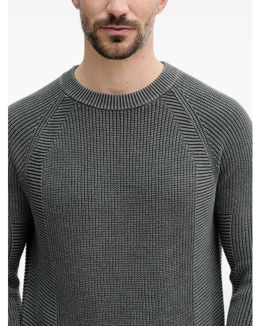 Benetton Gray Pull Côtelé À Manches Raglan for men
