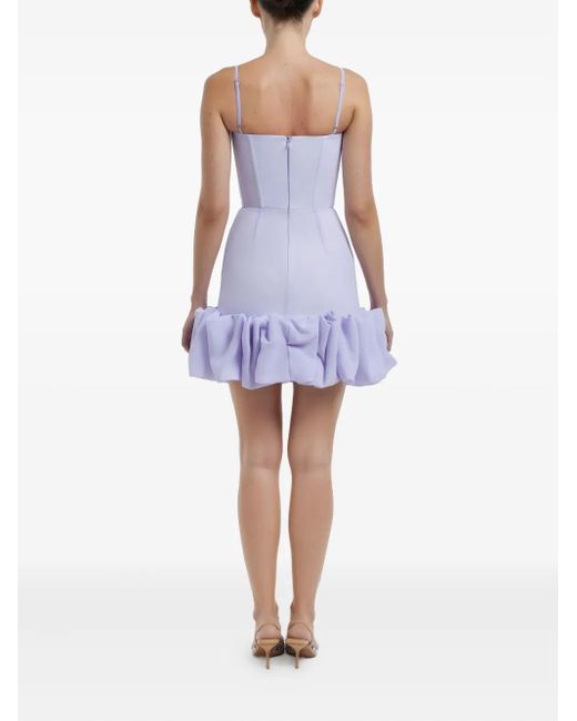 POST MERIDIEM Purple Draped Ruffle Bustier Mini Dress