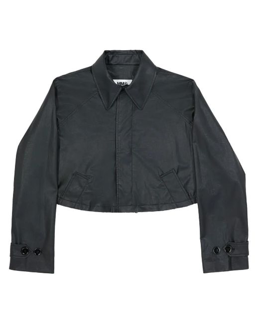 MM6 by Maison Margiela Blue Cropped Trench Jacket