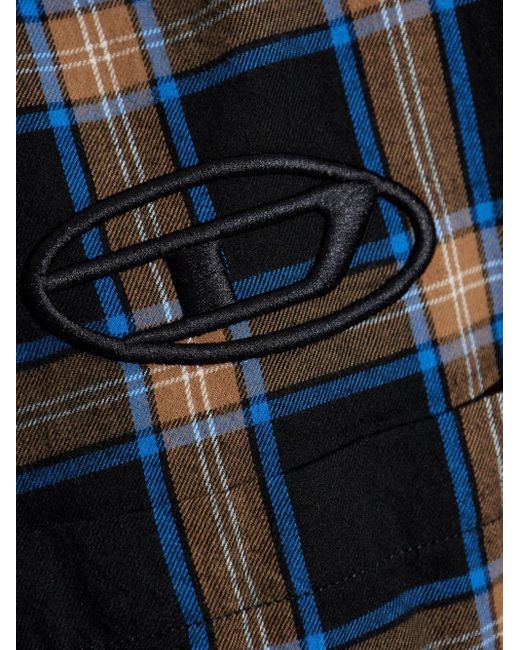 DIESEL Kariertes S-Dewny-Hood-Ajfi Hemd mit Kapuze in Blue für Herren