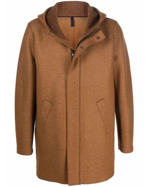Harris Wharf London Brown Hooded Wool Coat for men