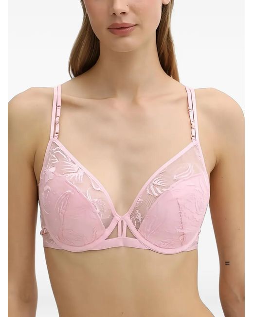 Chantelle Pink Spirits Floral-Lace Underwired Bra