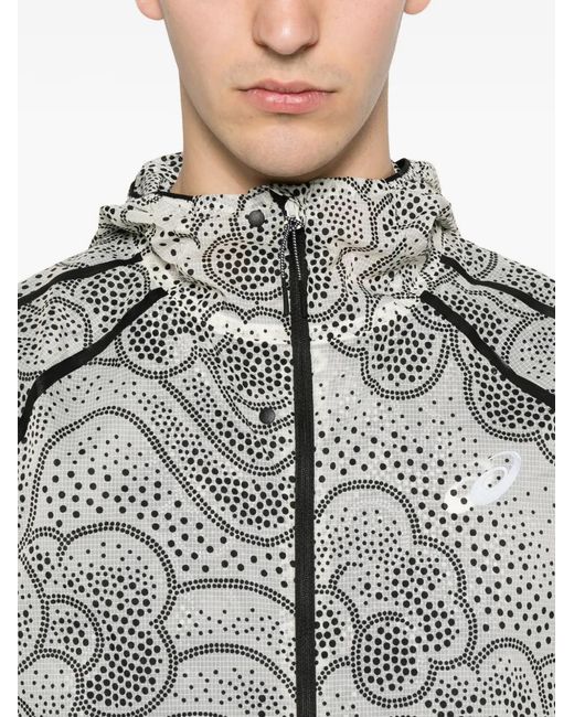 Asics Gray Dot-Print Hooded Jacket for men