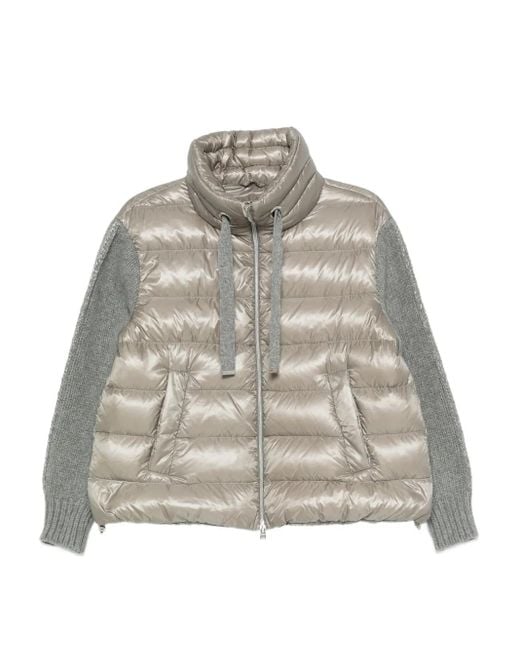 Herno Gray Gesteppte Jacke mit gestrickten Ärmeln