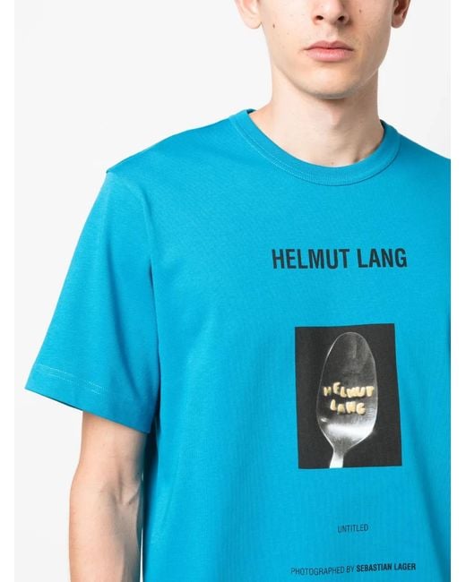 Helmut Lang Blue Photograph-Print Cotton T-Shirt for men
