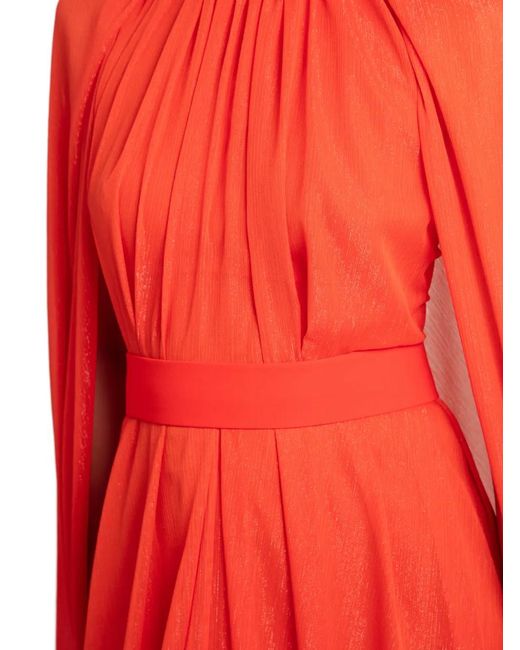 Gemy Maalouf Red Cape-Like Sleeves Maxi Kaftan