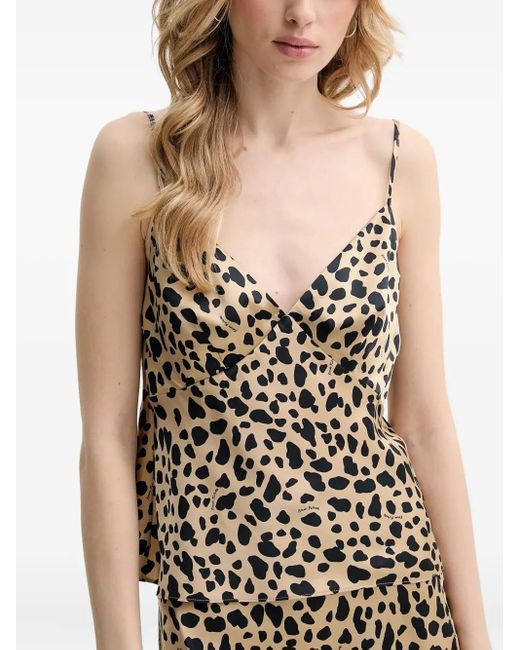 From Future Black Animal-Print Silk Top
