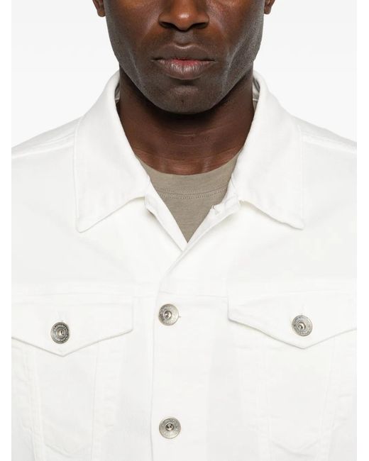 Eleventy White Flap-Pocket Denim Jacket for men