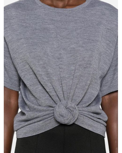 Magda Butrym Gray Knotted Cropped T-Shirt