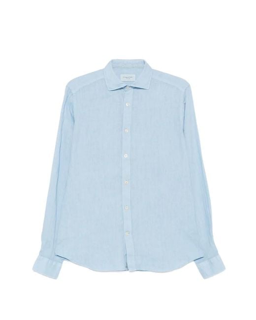 Tintoria Mattei 954 Blue Long-Sleeves Shirt for men