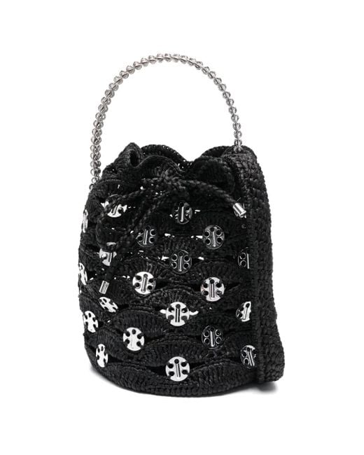 Rabanne ラフィア バケットバッグ Black