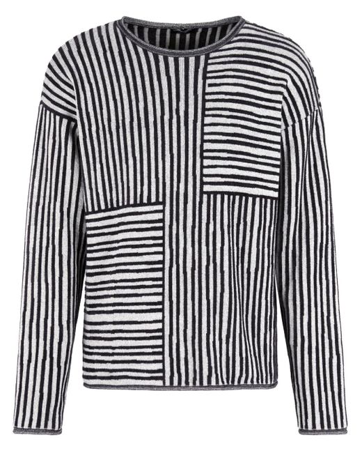 メンズ Giorgio Armani ストライプ プルオーバー Black