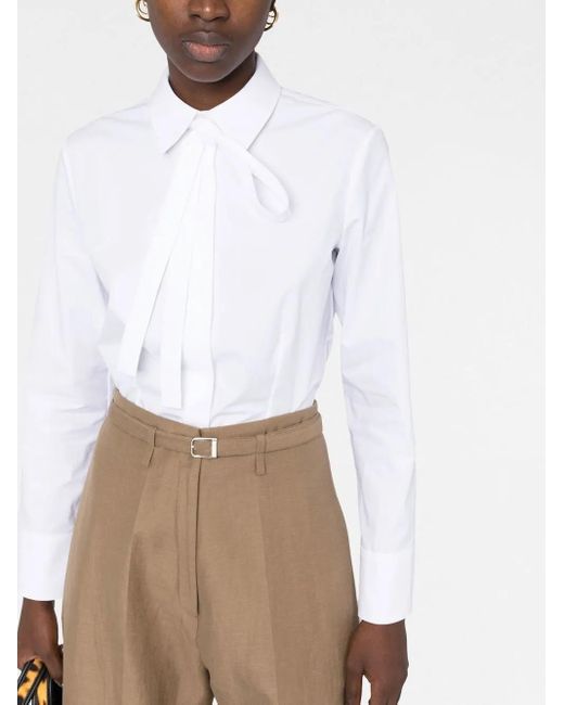 Valentino Garavani White Pussy-Bow Cotton Shirt
