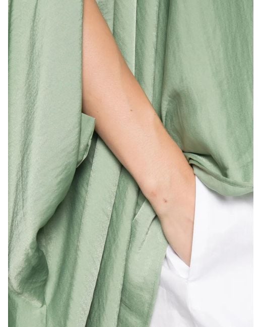 MOUTAKI Green Boat-Neck Cape-Style Blouse