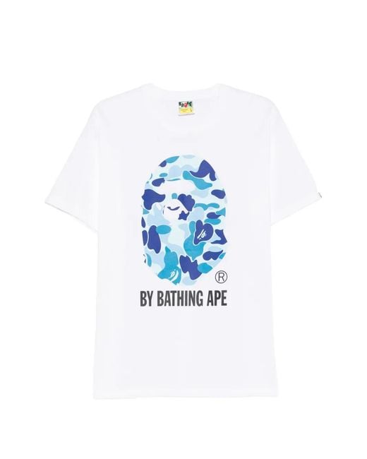 A Bathing Ape Blue Abc Camo Logo-Print T-Shirt for men