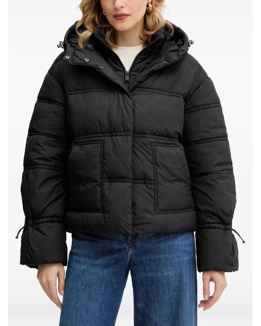 Guess Black Hooded Embossed Jacket