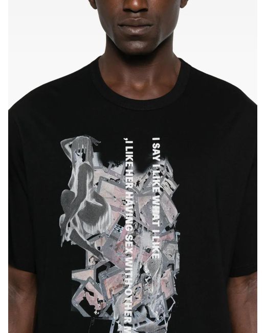 Yohji Yamamoto T-Shirt Met Grafische Print in het Black voor heren