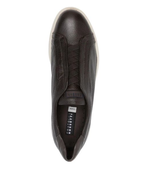 Fratelli Rossetti Black Leather Slip-On Sneakers for men