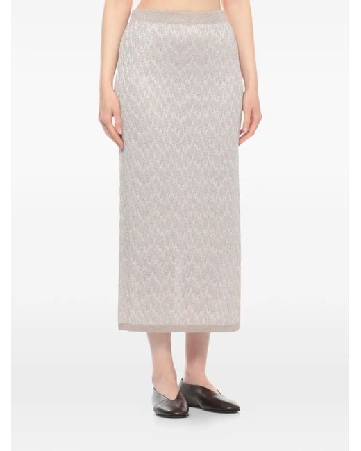 D.exterior Gray Zigzag-Knit Metallic-Thread Skirt
