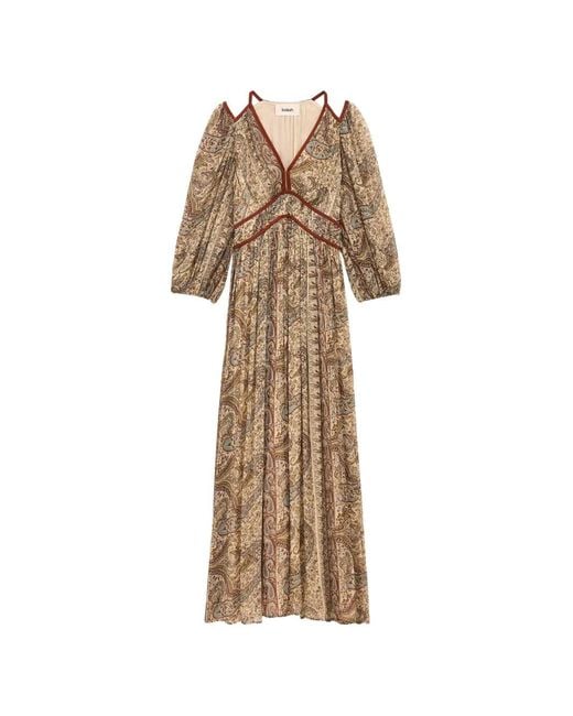 Ba&sh Natural Chana Paisley-Print Cold-Shoulder Maxi Dress