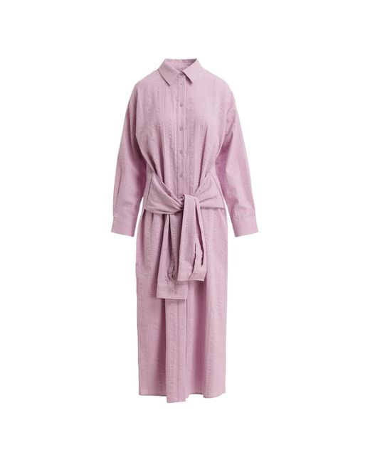 Essentiel Antwerp Pink Tie-Waist Oversized Midi Dress