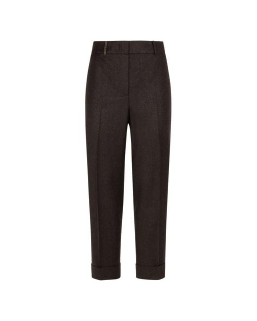 Peserico Black Rhinestone Cuff Trousers