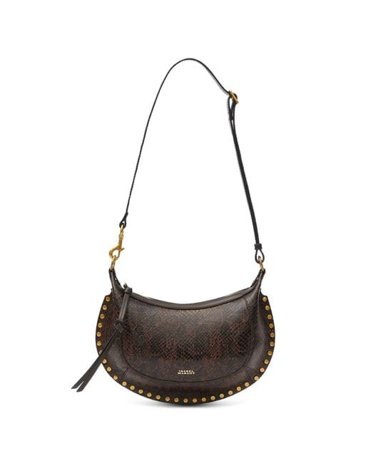 Isabel Marant White Oskan Moon Python-Effect Leather Shoulder Bag