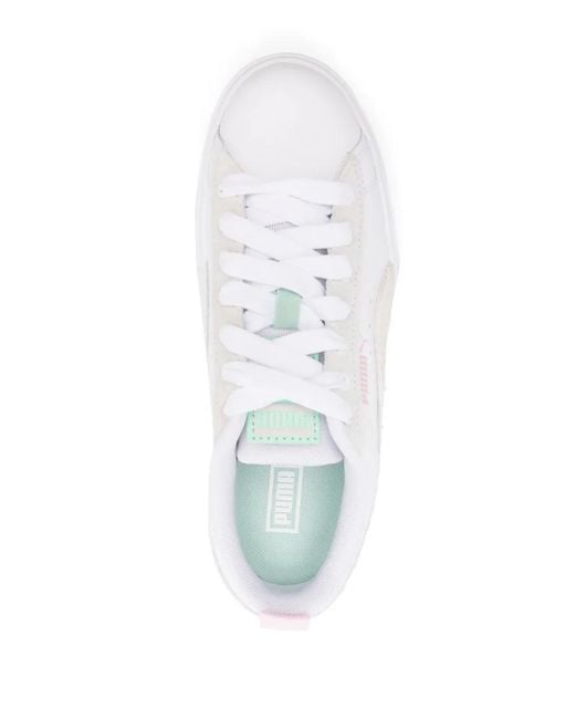 PUMA White Mayze Mix Leather Sneakers