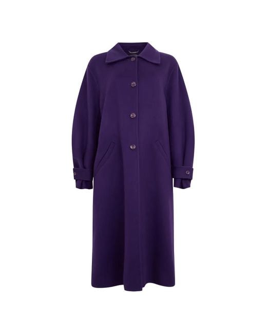 Alberta Ferretti Purple Button-Up Wide-Sleeve Coat