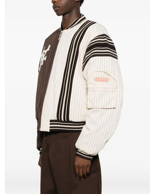 PDF Brown Pinstripe Zip-Up Jacket for men