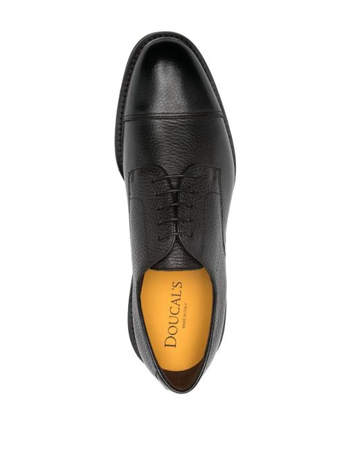 Doucal's Black Leather Derby Shoes for men