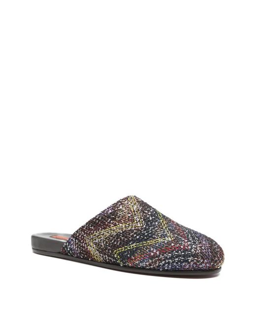 Missoni Gray Sequined Flat Mules