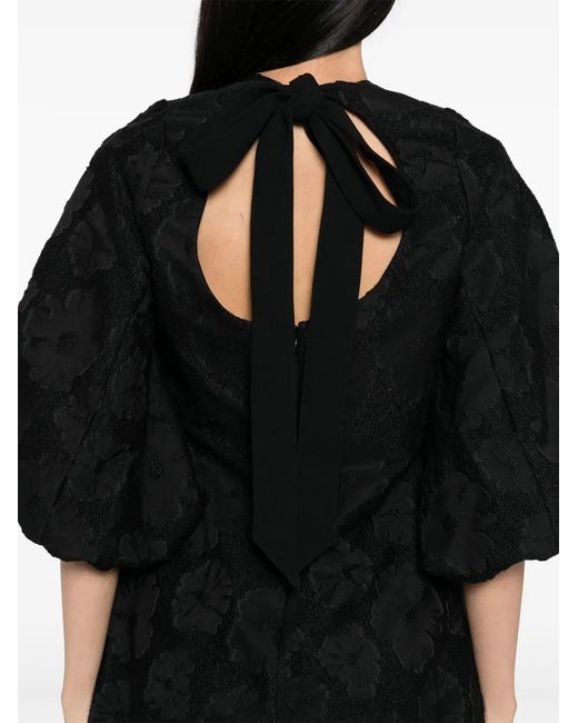 Stine Goya Black 3/4 Volume-Sleeved Midi Dress