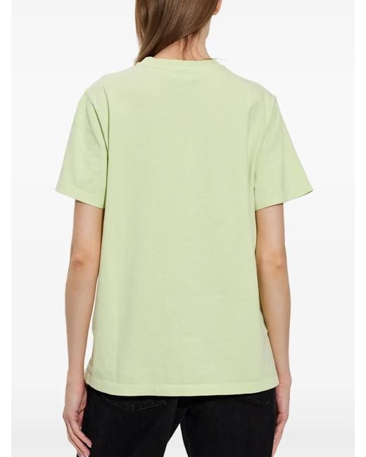 Ganni Green Logo-Embroidered T-Shirt