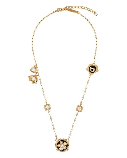 Ferragamo Metallic Crystal Charm Necklace