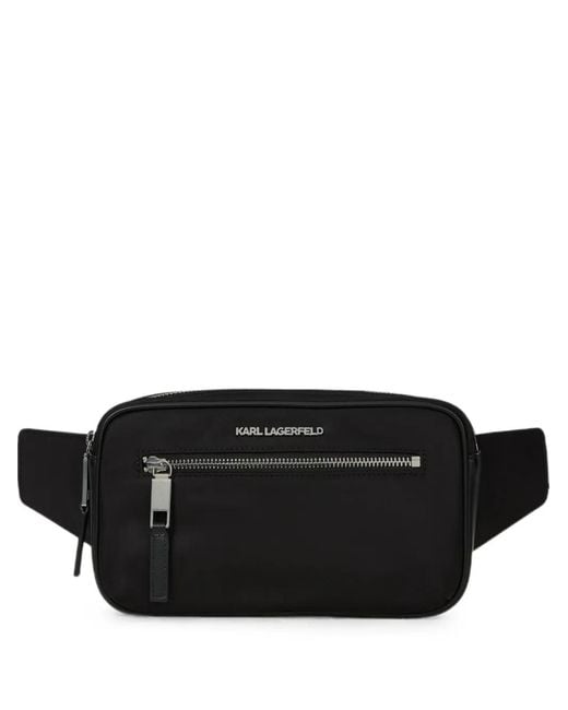 Karl Lagerfeld Black K/Nylon Buckle Belt Bag for men