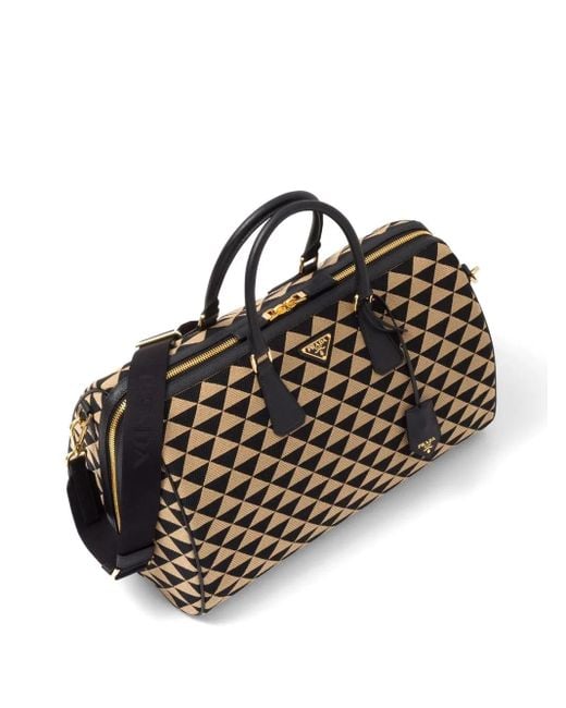 Borsa Da Viaggio Symbole Con Ricamo di Prada in Black da Uomo