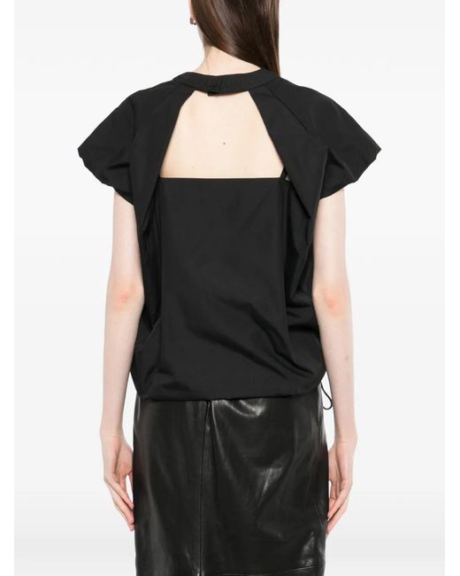Sacai Black Drawstring Gathered Skirt