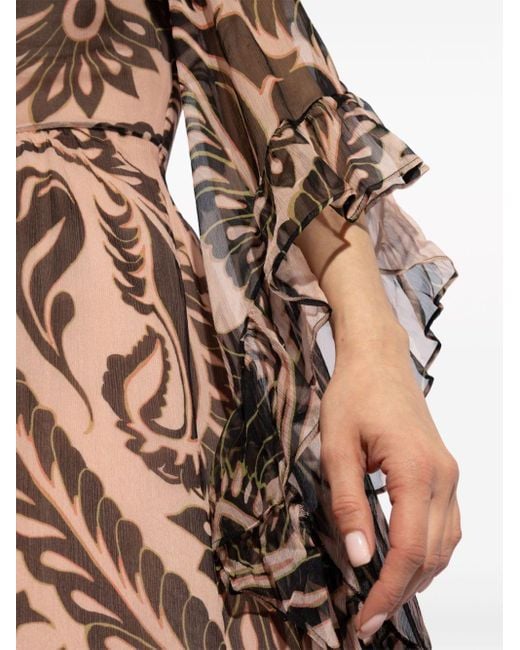 Etro Pink Graphic-print Silk Maxi Dress