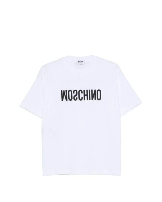 Moschino White Logo-Print Cotton T-Shirt
