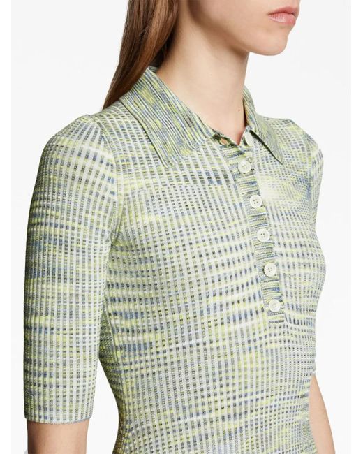 Proenza Schouler Green Space Dye Ribbed-Knit Polo Dress