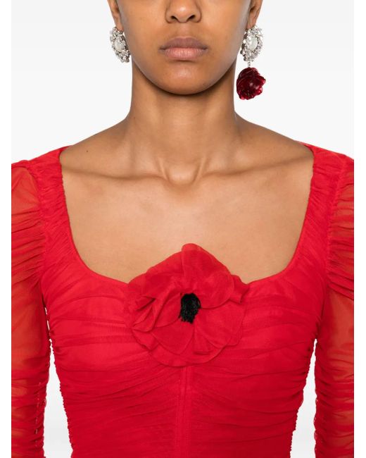 Robe Volantée À Manches Longues Blumarine en coloris Red