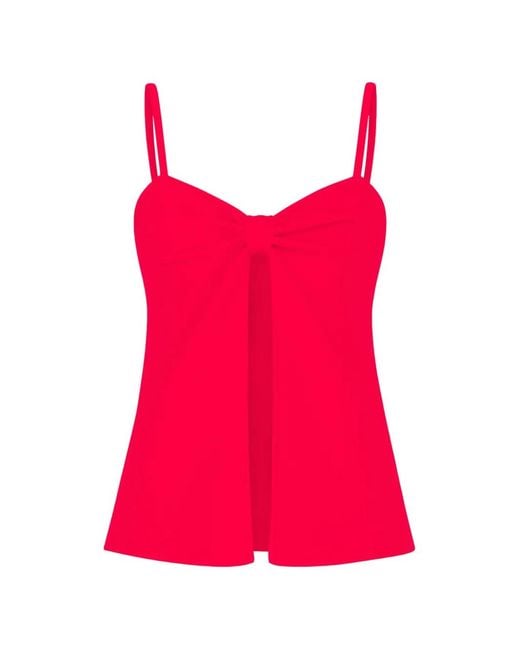 Cult Gaia Red Lennon Bow-Detail Top