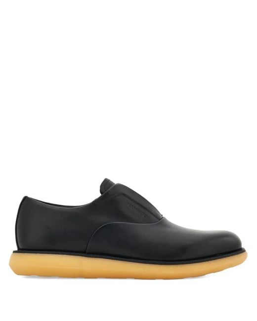 Ferragamo Black Logo-Debossed Derby Shoes for men