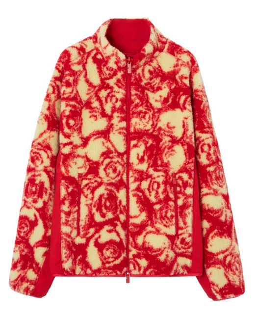 Burberry Red Fleece Reversible Rose Jacket for men