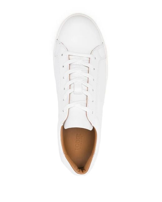 Boggi White Panelled Leather Sneakers for men