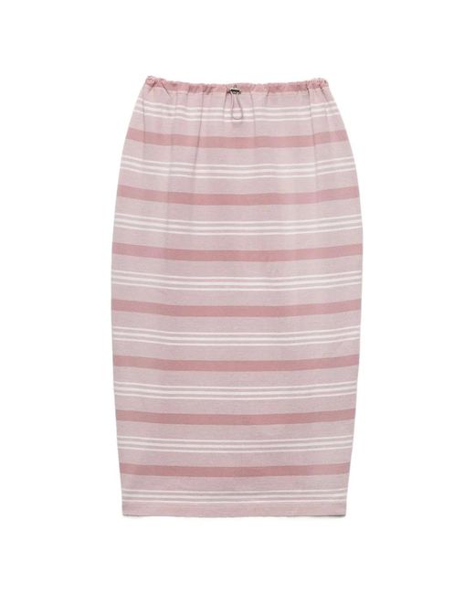 Prada Pink Bayadere Striped Midi Skirt