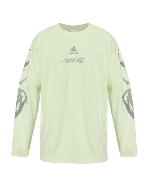 Adidas Green Logo Long-Sleeved T-Shirt for men